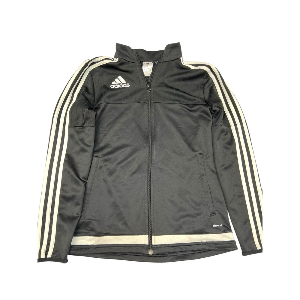 Adidas‎ Women's Track Jacket Black 3-Stripe Full Zip Climacool Size Large